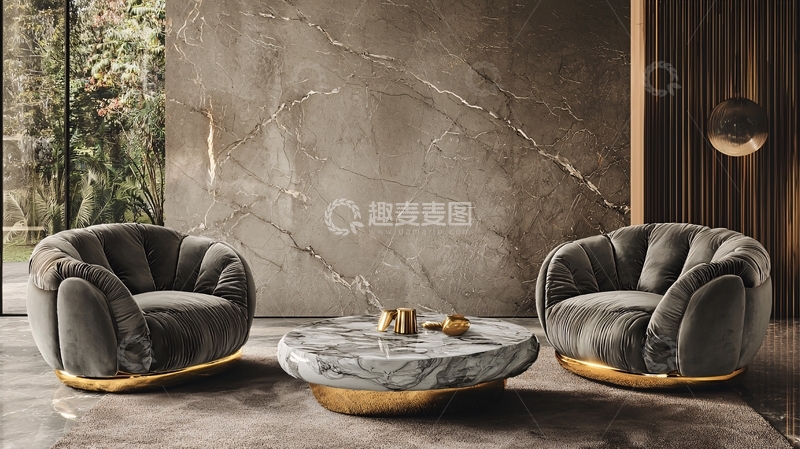 高清大图下载【趣麦麦图】灰色绒面沙发