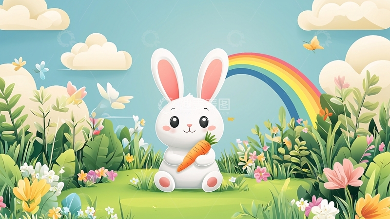高清大图下载【趣麦麦图】卡通小白兔