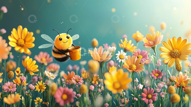 卡通小蜜蜂采蜜