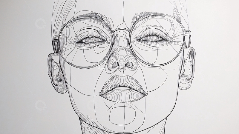 高清大图下载【趣麦麦图】线条素描人像