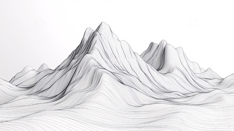 高清大图下载【趣麦麦图】线条勾勒的山脉