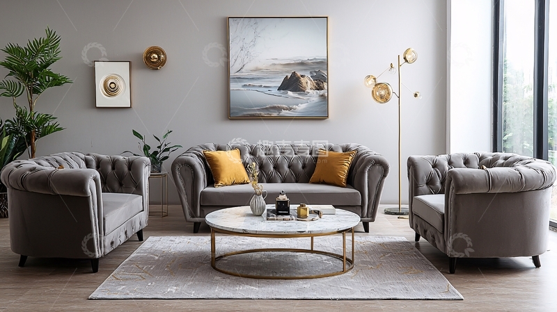 高清大图下载【趣麦麦图】灰色布艺沙发