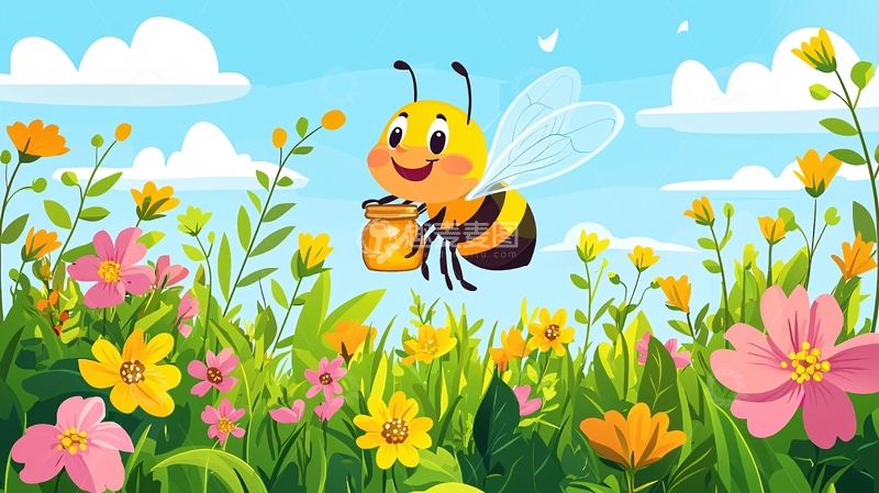 卡通小蜜蜂采蜜