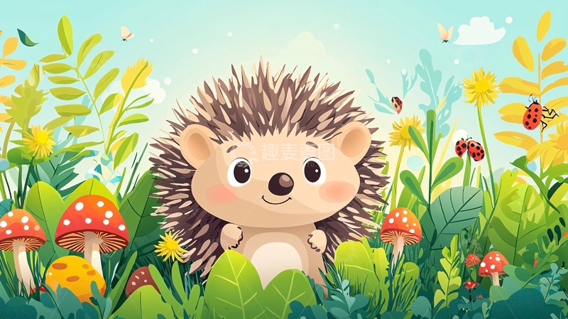 高清大图下载【趣麦麦图】可爱刺猬卡通图