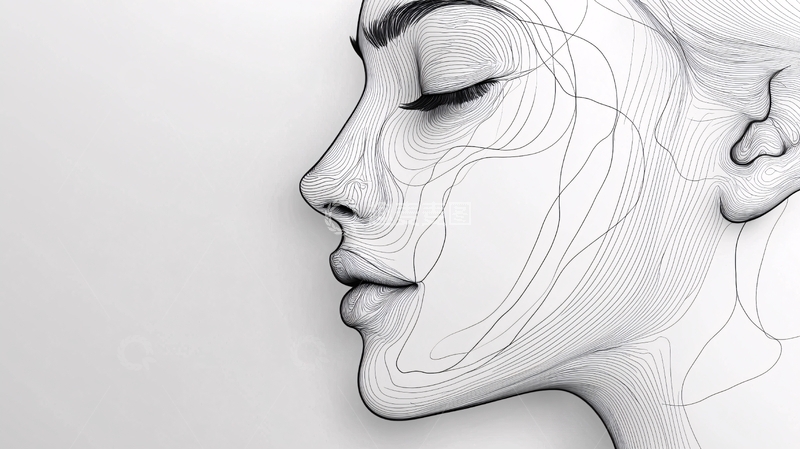 高清大图下载【趣麦麦图】素描女性侧脸