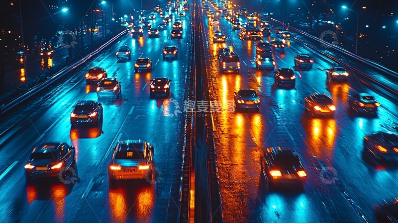 高清大图下载【趣麦麦图】夜景高速公路车辆