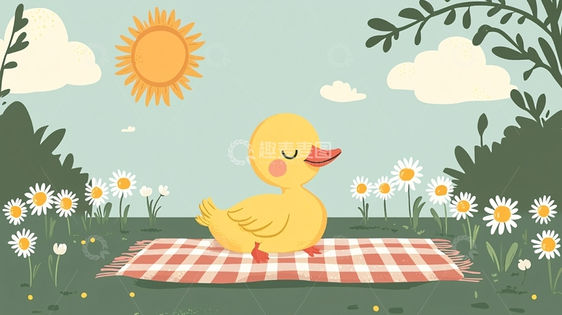 高清大图下载【趣麦麦图】小鸭子野餐图
