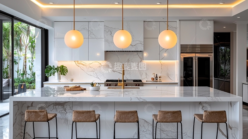 高清大图下载【趣麦麦图】现代简约大理石厨房