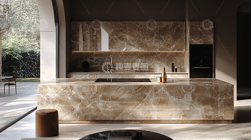 高清大图下载【趣麦麦图】现代极简风格厨房大理石台面