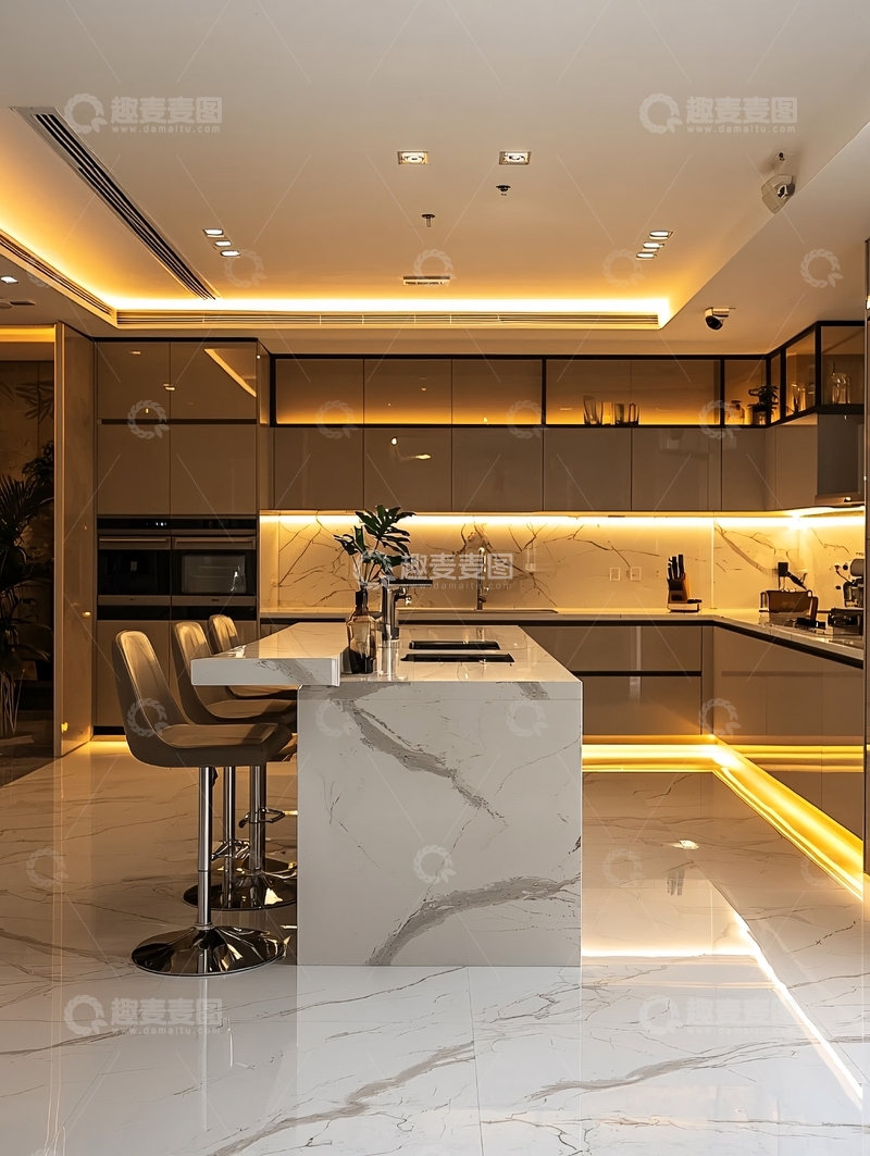 高清大图下载【趣麦麦图】现代轻奢风格厨房