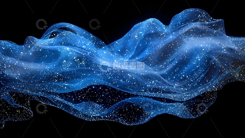 高清大图下载【趣麦麦图】蓝色星光飘逸绸缎