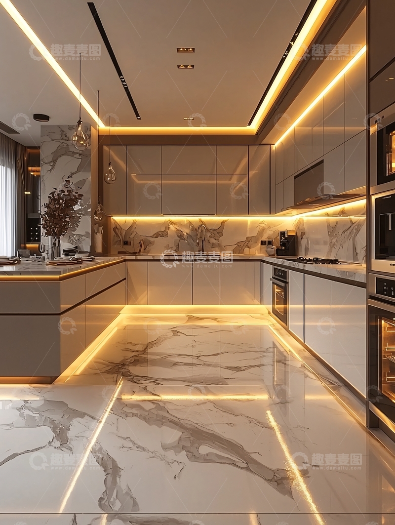 高清大图下载【趣麦麦图】现代轻奢风格厨房设计