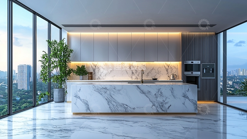 高清大图下载【趣麦麦图】现代化大理石厨房设计