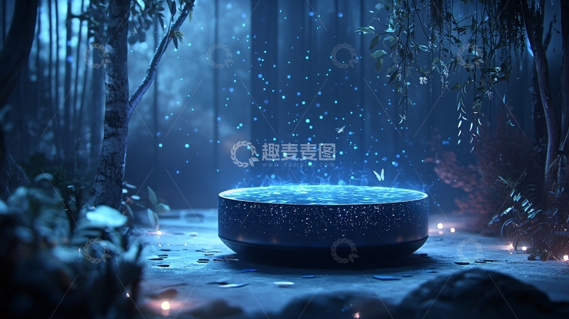 高清大图下载【趣麦麦图】神秘月光森林古井