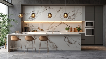 现代厨房大理石岛台