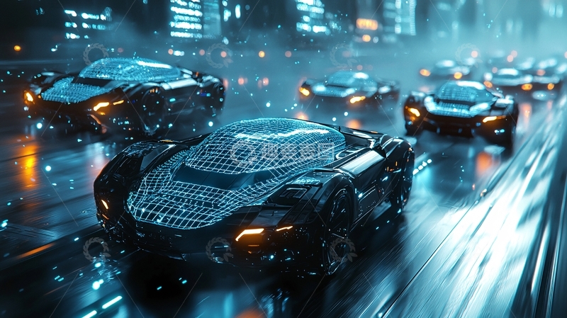 高清大图下载【趣麦麦图】未来都市雨夜赛车