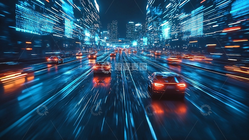 高清大图下载【趣麦麦图】炫酷未来都市夜景街道