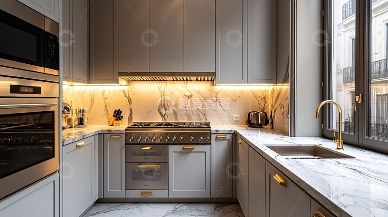 高清大图下载【趣麦麦图】高级灰色系现代厨房