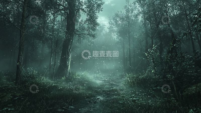 高清大图下载【趣麦麦图】雾气森林小路
