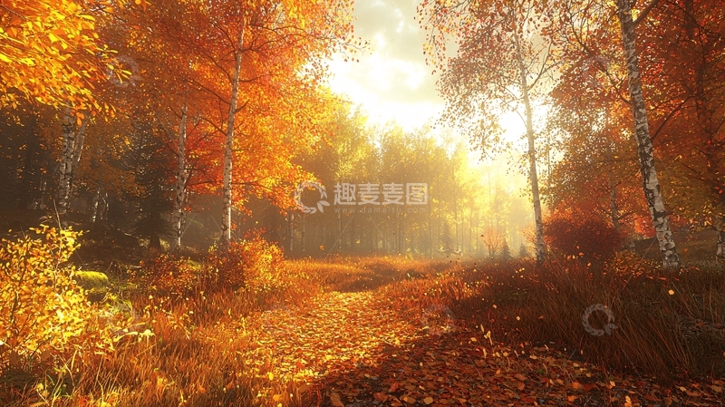 高清大图下载【趣麦麦图】秋日森林小路