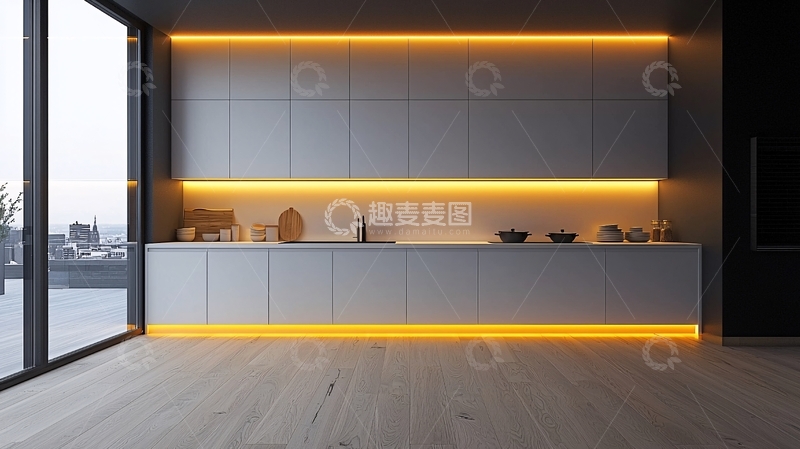高清大图下载【趣麦麦图】现代简约厨房灯光设计