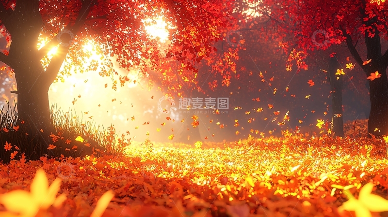 高清大图下载【趣麦麦图】梦幻枫叶林