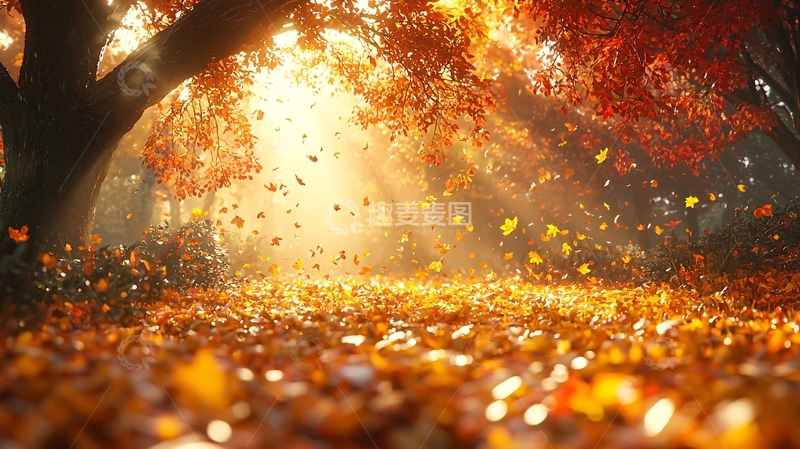 高清大图下载【趣麦麦图】秋日暖阳下的落叶