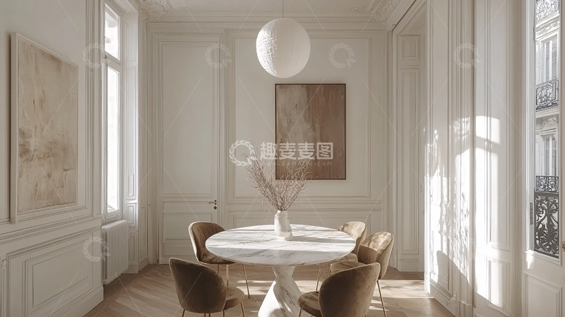 高清大图下载【趣麦麦图】极简风白色餐厅