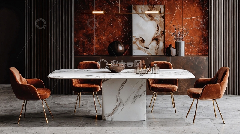 高清大图下载【趣麦麦图】现代轻奢大理石餐桌