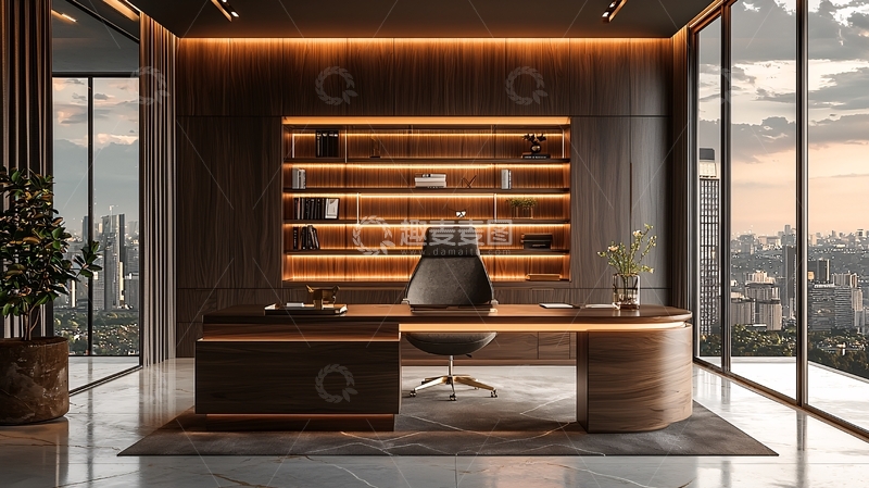 高清大图下载【趣麦麦图】现代轻奢总裁办公室