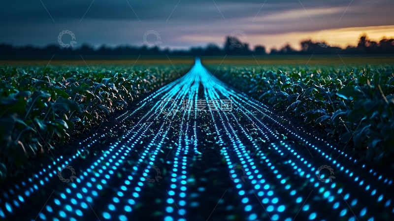 高清大图下载【趣麦麦图】田野里发光的线条