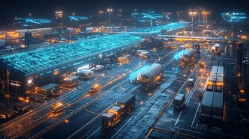 夜幕下的智能化物流中心