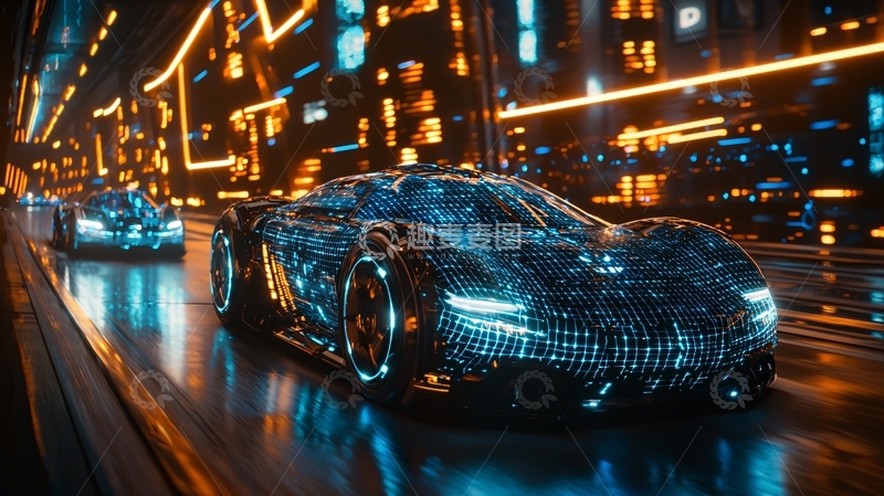高清大图下载【趣麦麦图】未来科技感跑车夜景