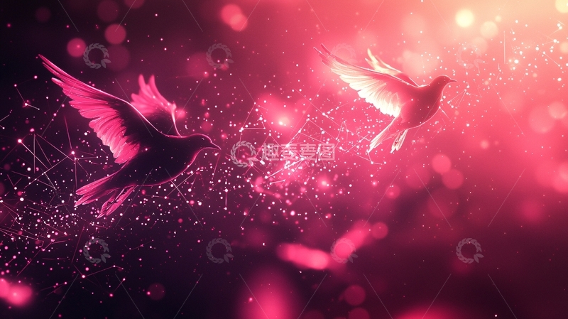 高清大图下载【趣麦麦图】粉色飞翔的鸽子