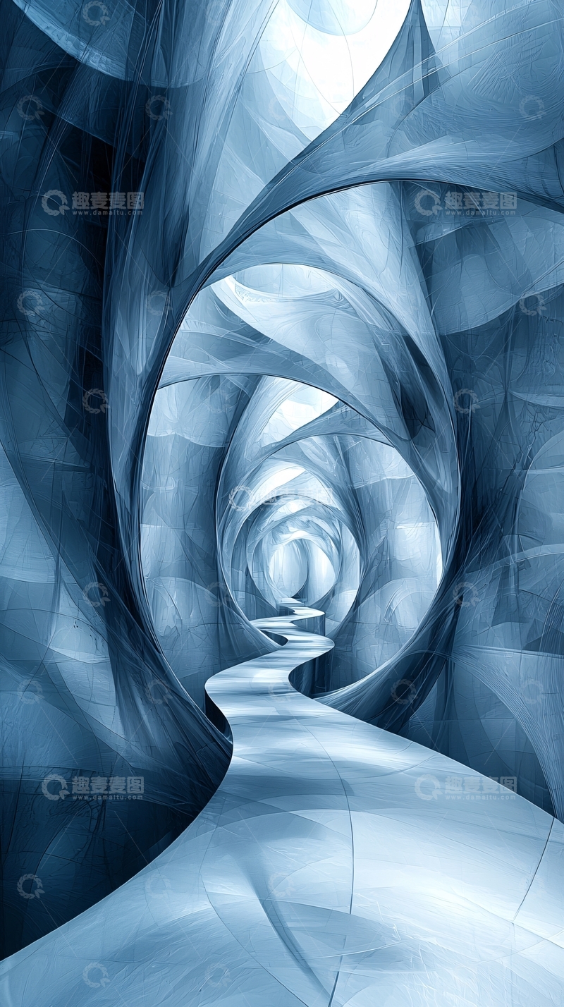 高清大图下载【趣麦麦图】抽象蓝色隧道