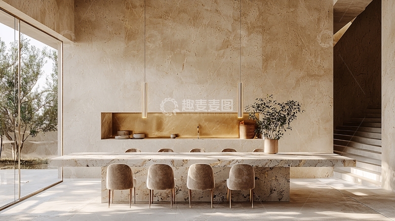 高清大图下载【趣麦麦图】米色极简风室内场景