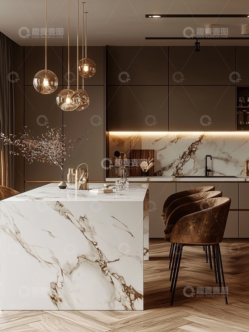 高清大图下载【趣麦麦图】现代轻奢厨房设计