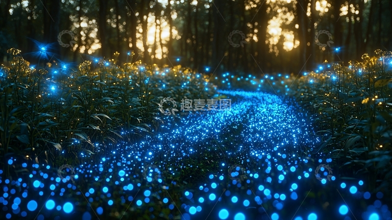 高清大图下载【趣麦麦图】森林萤火虫
