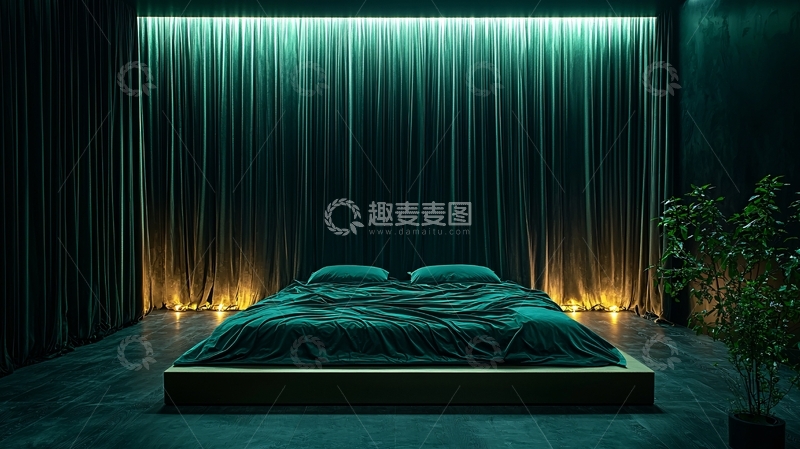 高清大图下载【趣麦麦图】暗绿系卧室设计