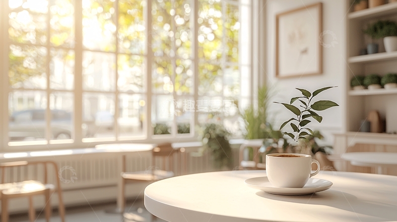 高清大图下载【趣麦麦图】阳光洒落的咖啡馆
