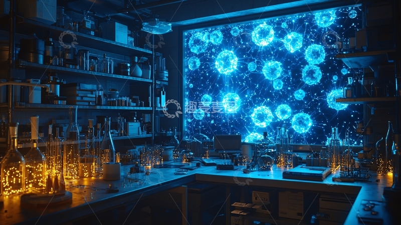 高清大图下载【趣麦麦图】蓝色实验室背景