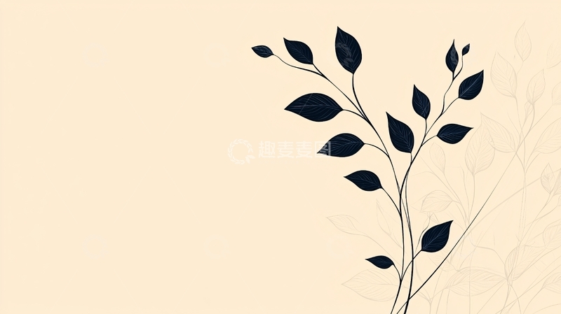 高清大图下载【趣麦麦图】简约黑色树枝叶子