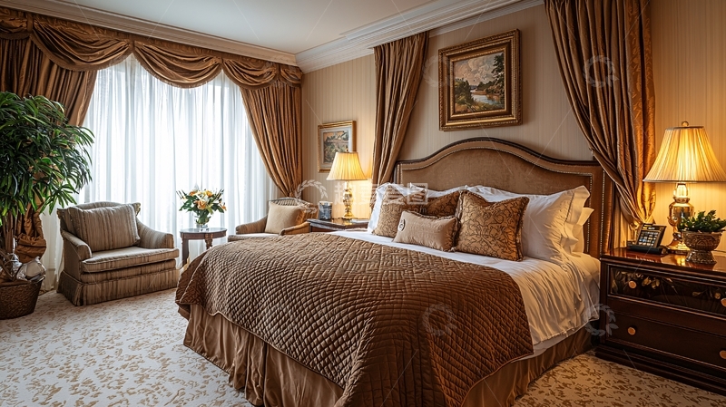 高清大图下载【趣麦麦图】奢华酒店套房卧室