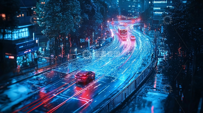 高清大图下载【趣麦麦图】霓虹灯雨夜城市街道