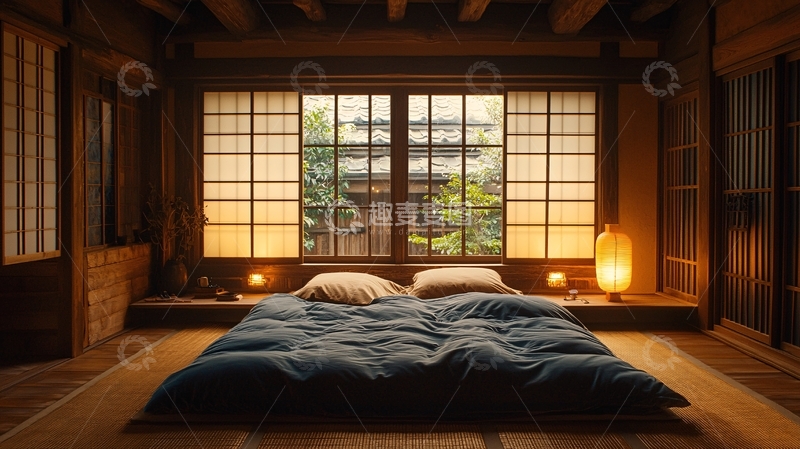 高清大图下载【趣麦麦图】日式房间榻榻米床