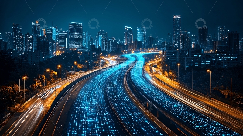 高清大图下载【趣麦麦图】夜景城市高速公路