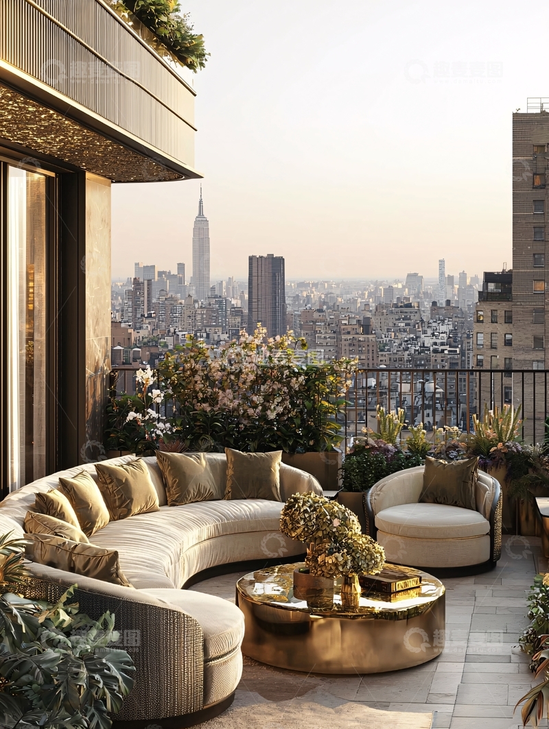 高清大图下载【趣麦麦图】纽约都市景观阳台