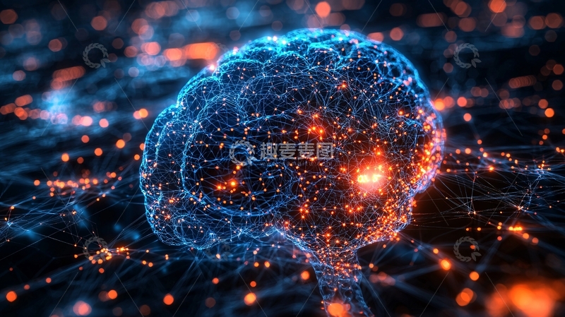 高清大图下载【趣麦麦图】抽象蓝光大脑