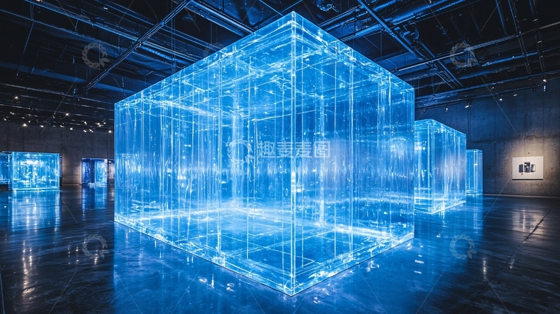 高清大图下载【趣麦麦图】透明玻璃方块装置艺术