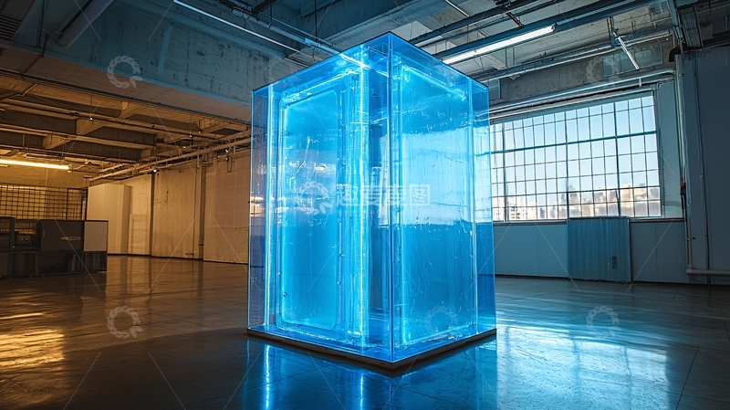 高清大图下载【趣麦麦图】透明蓝色立方体装置